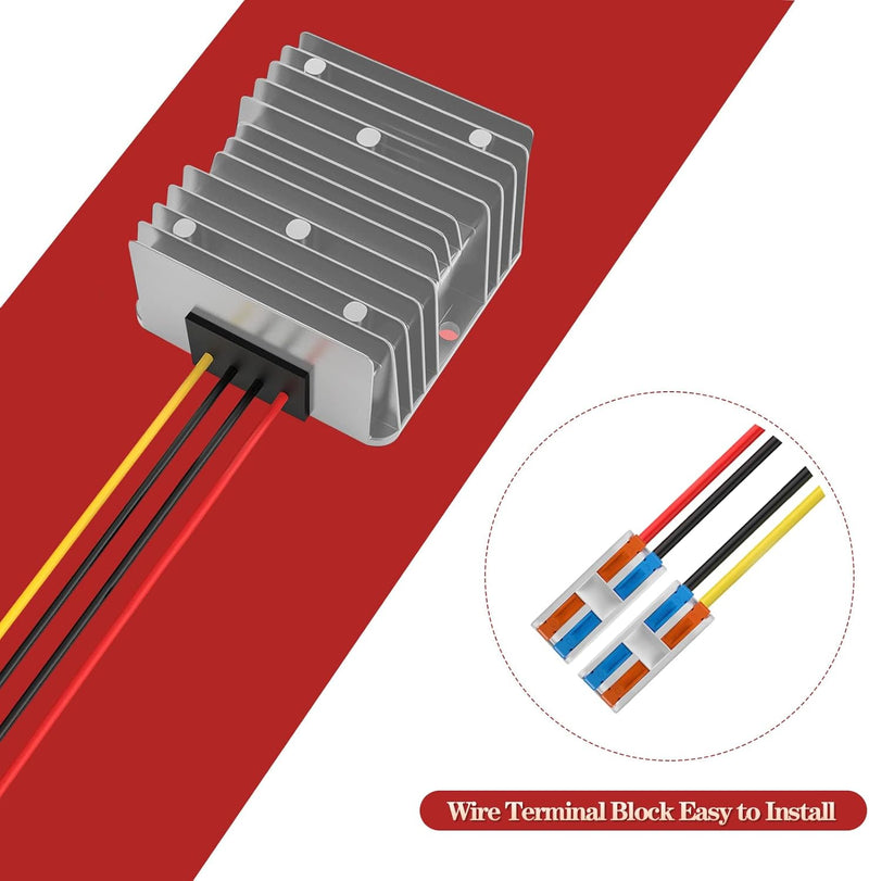 24V auf 12V 10A 120W, Spannungswandler 24V zu 12V mit Schnellverbinder Kabelverbinder, Spannungswand