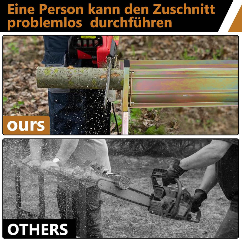 Vigevee Sägebock mit Kettensägen-Halterung, Kettenschutz, Messstab, Sägeständer klappbar bis 150 kg