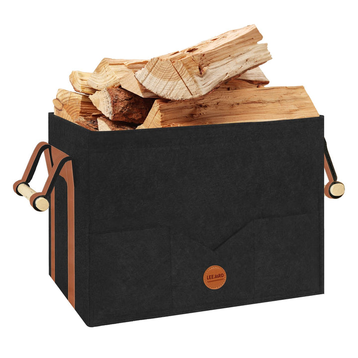 Holzkörbe für Kaminholz, Gross Holzkorb aus Filz Mit Metallrahmen, Seitentaschen und Griffen, auch a