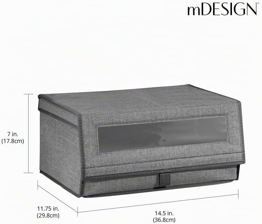 mDesign 8er-Set Schuhaufbewahrung aus Stoff – stapelbare Schuhbox mit Sichtfenster, Klettverschluss