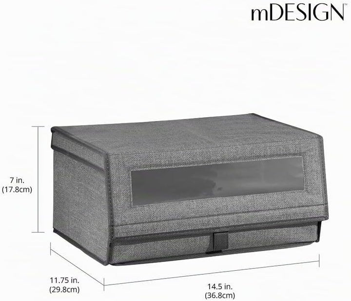 mDesign 8er-Set Schuhaufbewahrung aus Stoff – stapelbare Schuhbox mit Sichtfenster, Klettverschluss