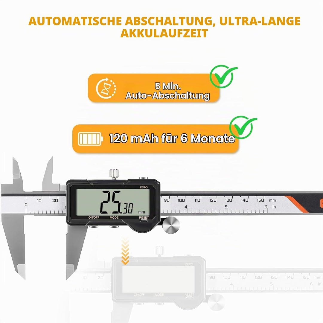 HARDELL Digital Caliper, Rechargeable Digital Caliper 6 inch with Reset Setting, Caliper Measuring T