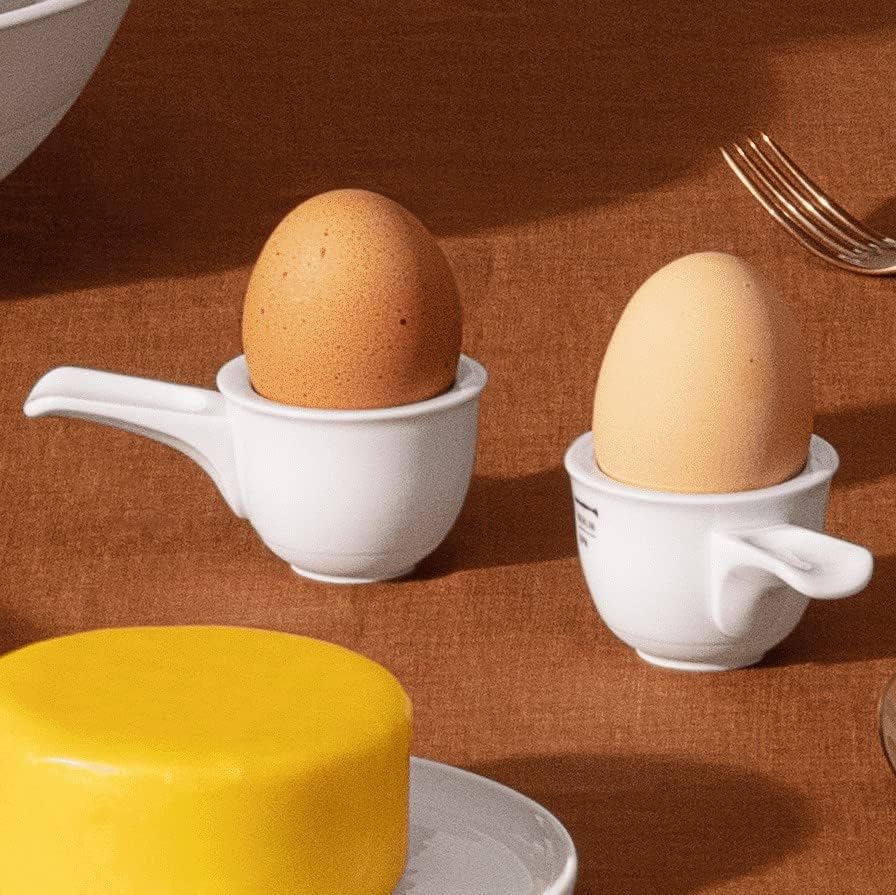KPM Berlin LAB Eierbecher mit Griff, Eggcup, handgefertigt aus weissem Porzellan, im Duo-Set aus der