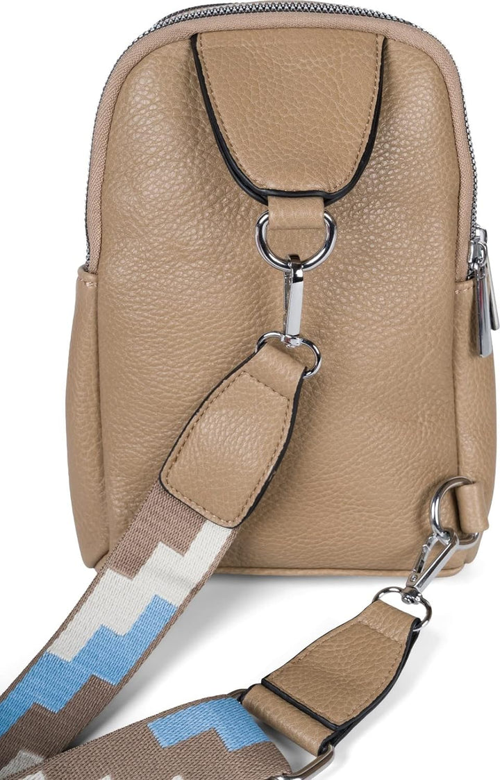 styleBREAKER Damen One Shoulder Rucksack, gemusterter Schultergurt, Einfarbige Crossbody Bag, Cityru