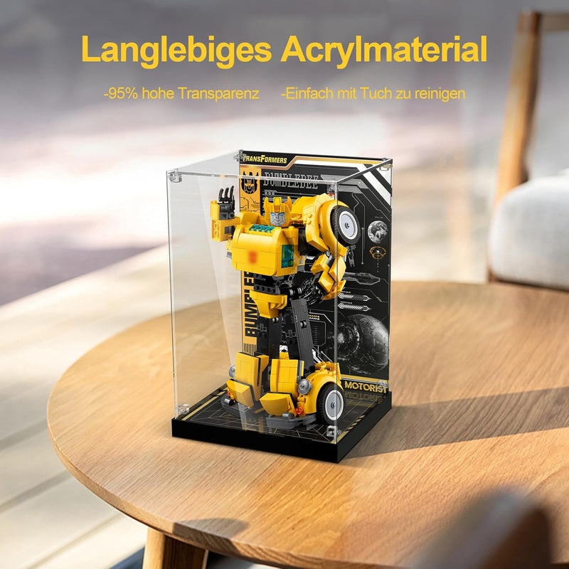 cooldac Acryl-Vitrine kompatibel mit Lego 10338 Bumblebee, Staubdichtes Transparentes HD Backdrop Di