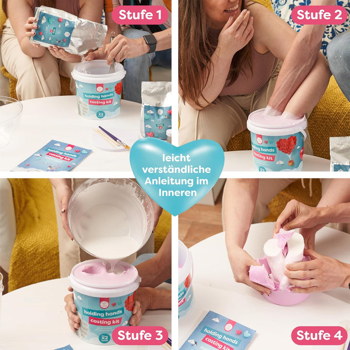 chuckle 3D Handabdruck Set für Paare, Gipsabdruck Hände, Pärchengeschenk zum Jahrestag, ungiftig & e