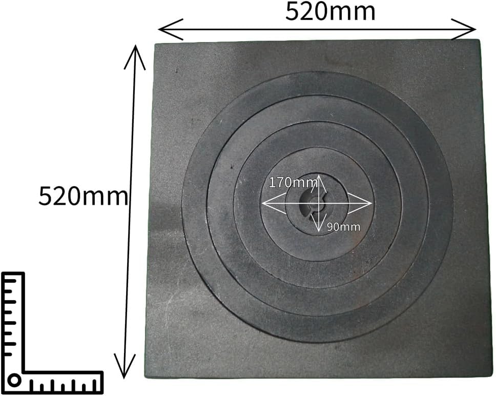 Sellon24® Ofenplatte Feuer Herdring Gusseisen Gussringe Gusseisenringe Cast Iron 52x52cm