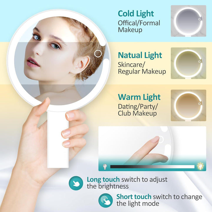 B Beauty Planet Kosmetikspiegel mit Licht, 1x/20x Doppelseitiger Vergrösserungsspiegel mit Licht, 20