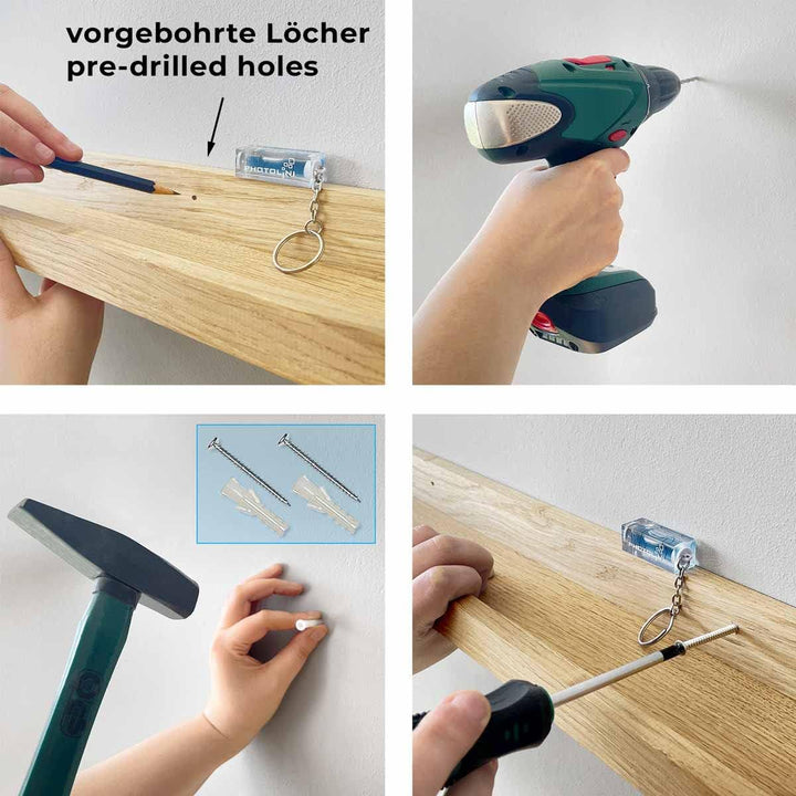 PHOTOLINI Wandregal stabiles MDF-Holz schwarz 70 cm, Schweberegal, 2er Set, modernes Design, Bilderl