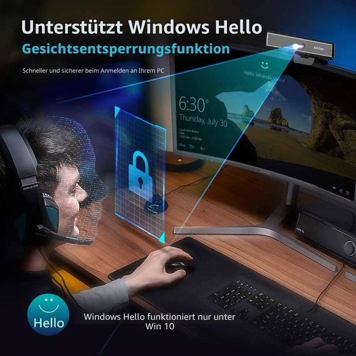 Kaysuda CA20 Gesichtserkennung USB IR Kamera für Windows Hello Windows 10, Webkamera bis zu 1080P (E