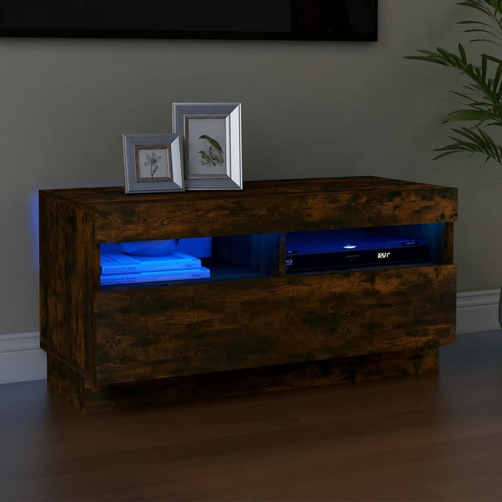 Tidyard TV Schrank mit LED-Leuchten HiFi Schrank Medienschrank TV Ständer Fernsehtisch Fernsehschran