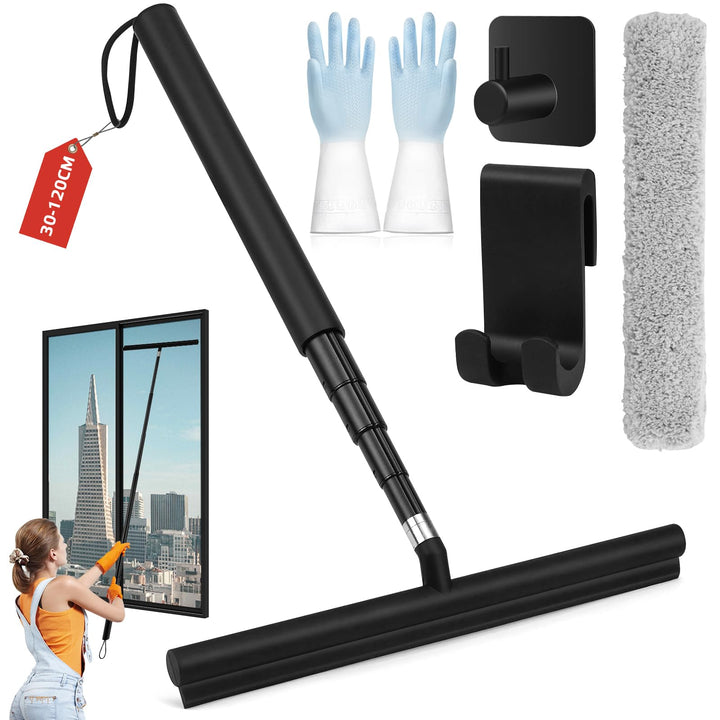 Duschabzieher Abzieher Dusche Boden mit Teleskopstange 120CM Fensterabzieher und Fensterwischer 2 in