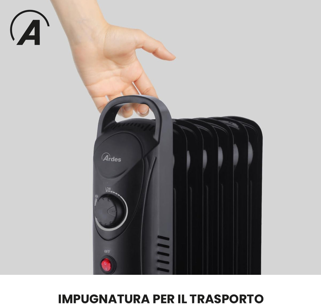 ARDES - AR4R07M2 OILO MINI2 800 W Mini-Elektro-Ölheizkörper, kompakter elektrischer Heizkörper mit g