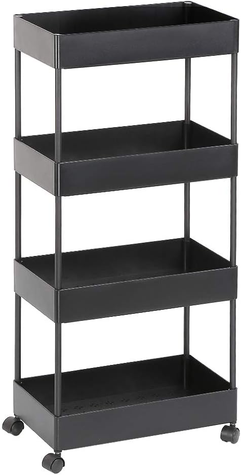 Wefun 4 Schichten Nischenregal Aufbewahrung Badregal Ordnungswagen mit Rollen zum Küche Wohnzimmer S