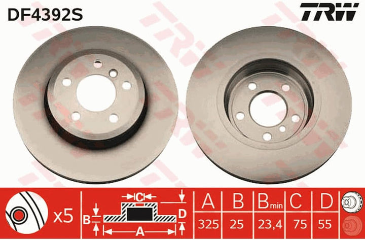 TRW Automotive AfterMarket DF4392S Bremsscheibe, 1 Einheit
