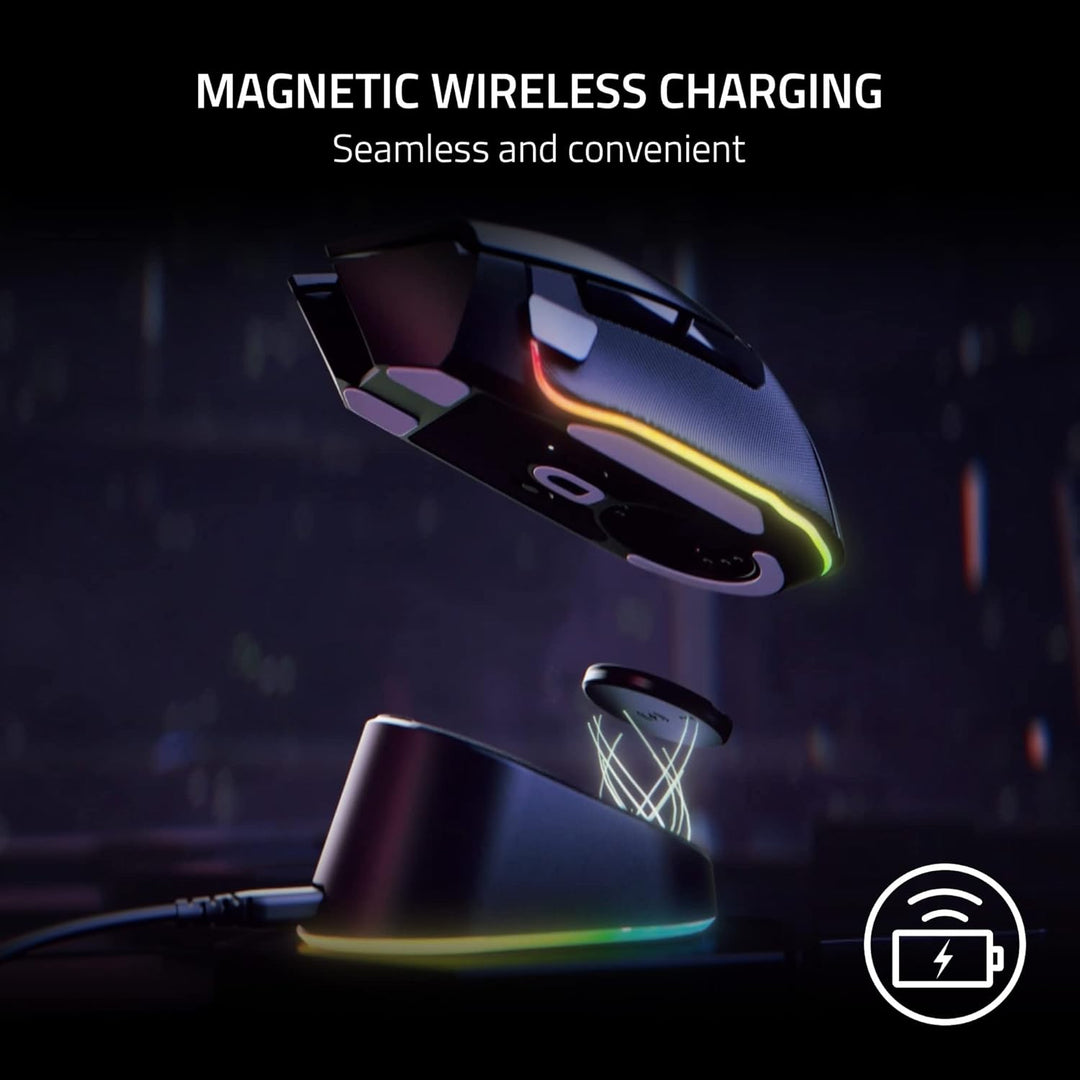 Razer Mouse Dock Pro mit kabellosem Ladepuck: magnetisches kabelloses Laden - Integrierter HyperPoll