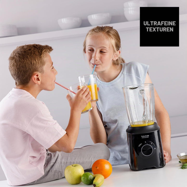 Taurus - Batidora de Vaso Prior Glass 1500W | 2 Velocidades + TURBO | Cuchillas 4 Filos Extraíbles |