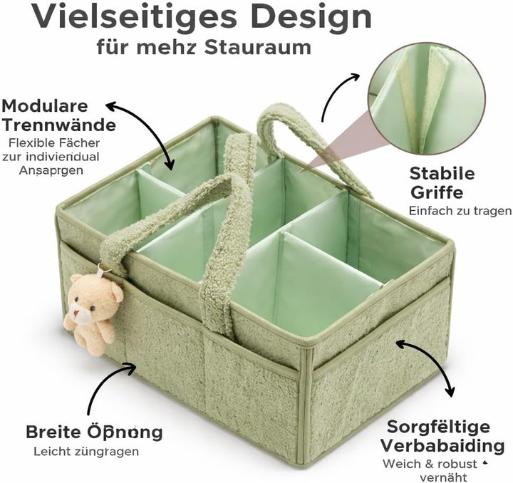 Baby-Windel-Caddy Organizer für Wickeltisch, Baby-Aufbewahrungskorb für Windeln und Feuchttücher, Ge