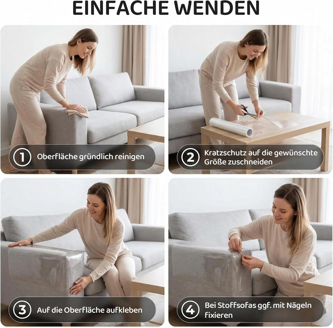Kratzschutz Sofa Katze 45cm x 500cm, Kratzfolie Katzen Selbstklebend, Anti Kratz Folie für Katzen, K