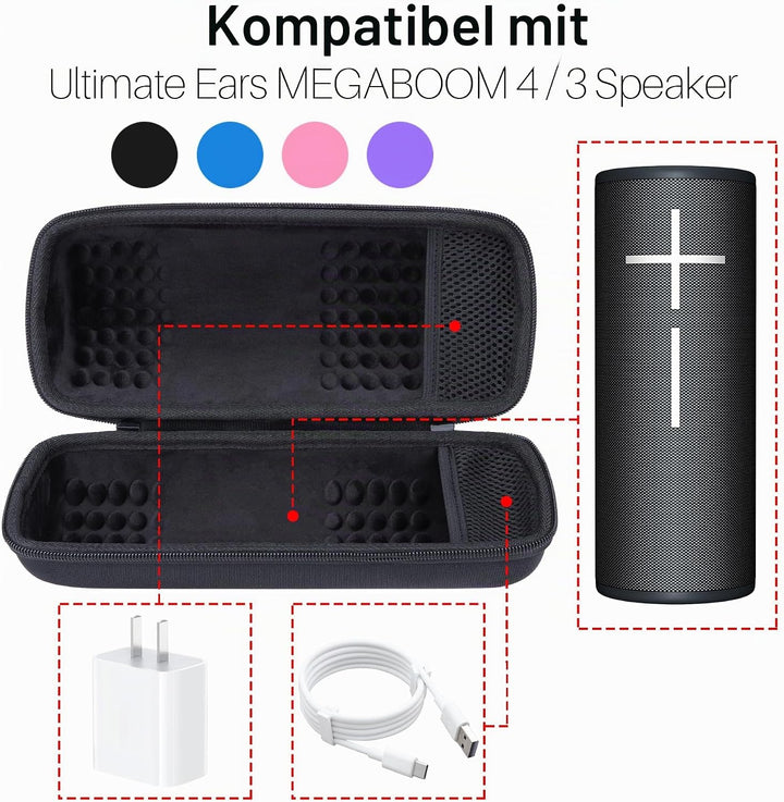 Lebakort Hart Schutz Hülle Etui für Ultimate Ears Megaboom 4/3 Lautsprecher | Lautsprecher Tragbare