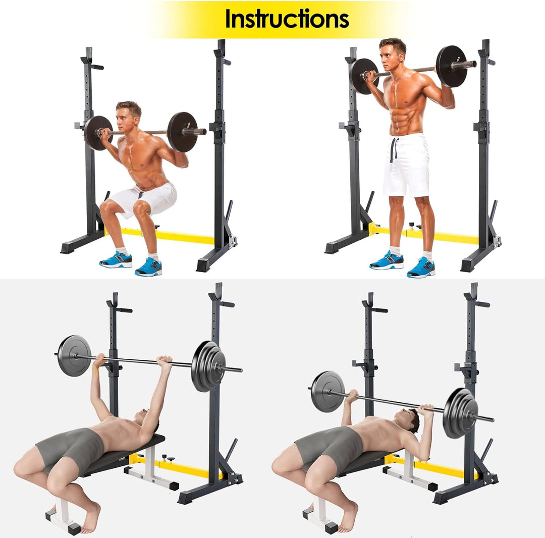Squat Rack Hantelständer, verstellbare Langhantelablage höhenverstellbar, Multifunktione Kniebeugens