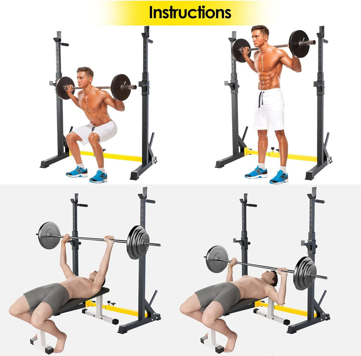 Squat Rack Hantelständer, verstellbare Langhantelablage höhenverstellbar, Multifunktione Kniebeugens