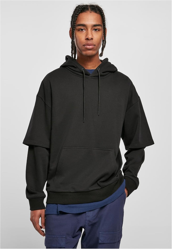 Urban Classics Herren Oversized Doublesleeve Hoody M Schwarz, M Schwarz