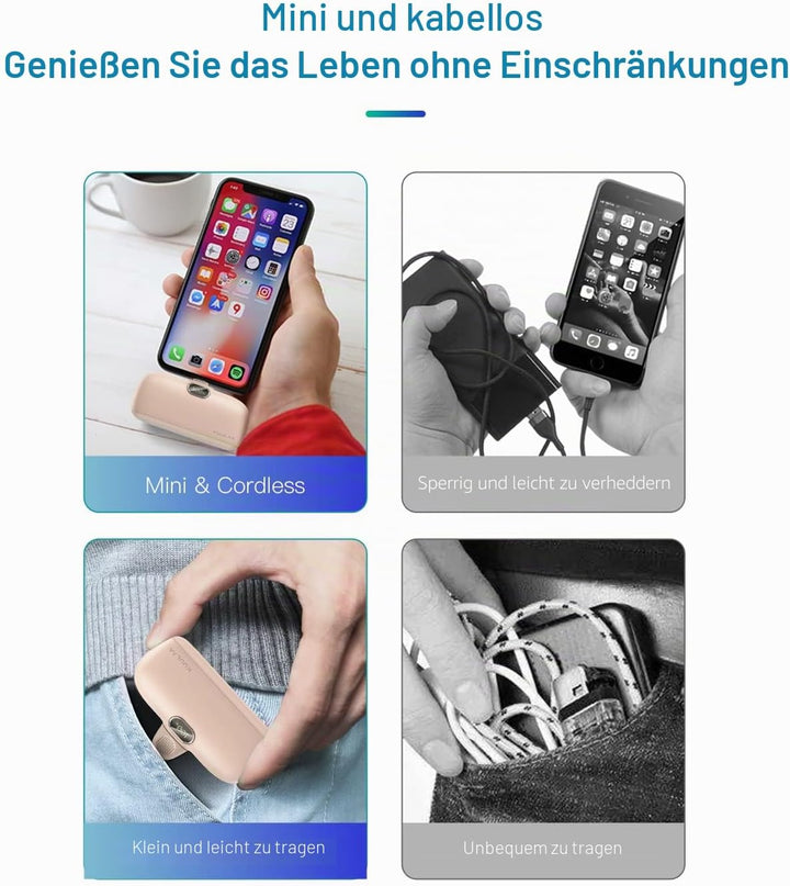 Kuulaa Power Bank 5000 mAh, PD 20W Powerbank Schnellladung,Tragbares Ladegerät, kompatibel mit iPhon