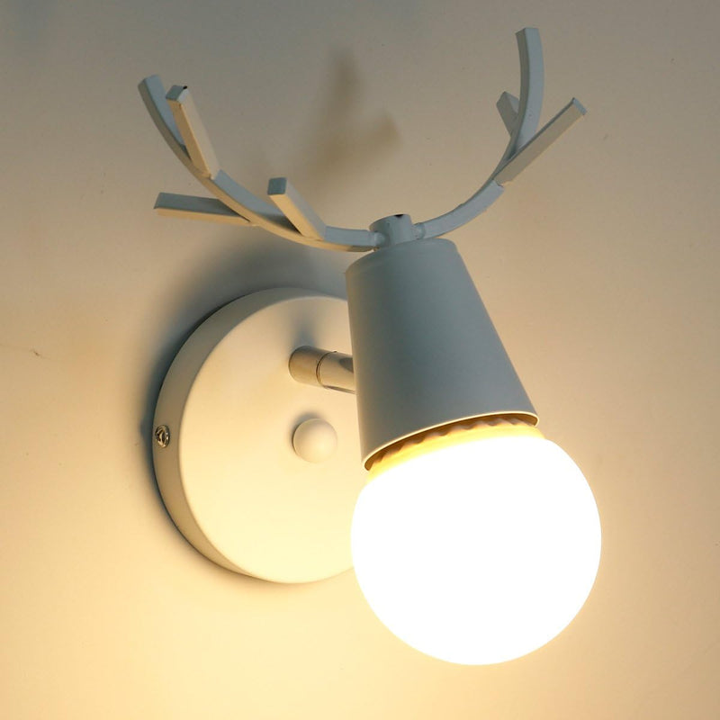 KAWELL Kreativ Wandleuchte Moderne Wandlampe Einfach Kerze Wandleuchte Eisen E27 Base Hirschkopf Nor