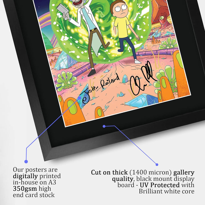 HWC Trading A3 FR Rick und Morty Justin Roiland Geschenke gedruckt Autogramm Bild für TV-Fanartikel