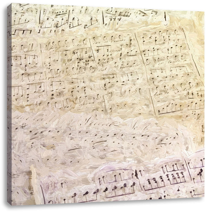 schöne alte Notenblätter, Format: 70x70 auf Leinwand, XXL riesige Bilder fertig gerahmt mit Keilrahm