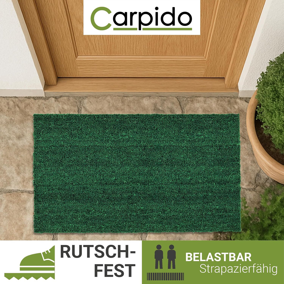 rutschfeste Kokosmatte - 40 x 60 cm Grün - Nachhaltige Naturfaser für den überdachten Aussenbereich