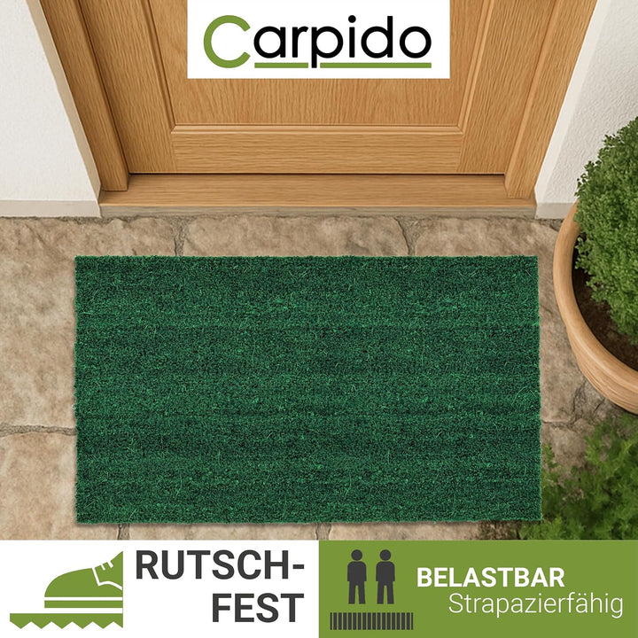 rutschfeste Kokosmatte - 40 x 60 cm Grün - Nachhaltige Naturfaser für den überdachten Aussenbereich