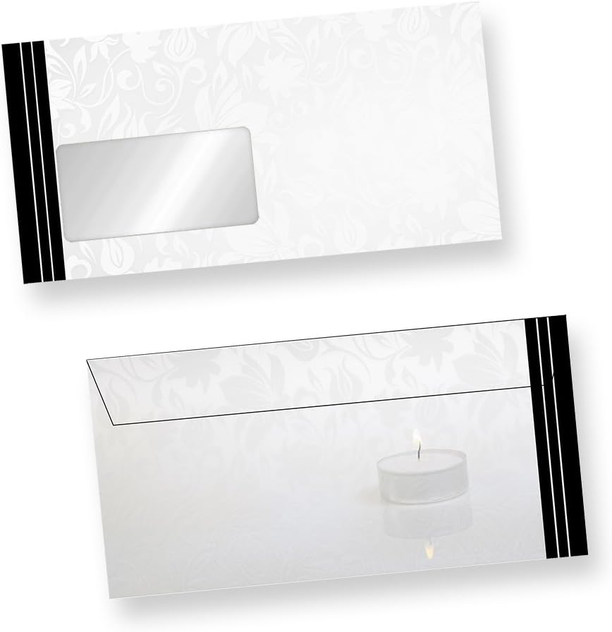 Briefpapier Set Trauer (500 Sets MIT Fenster) Set mit Briefbögen A4 und passende Trauerumschläge MIT