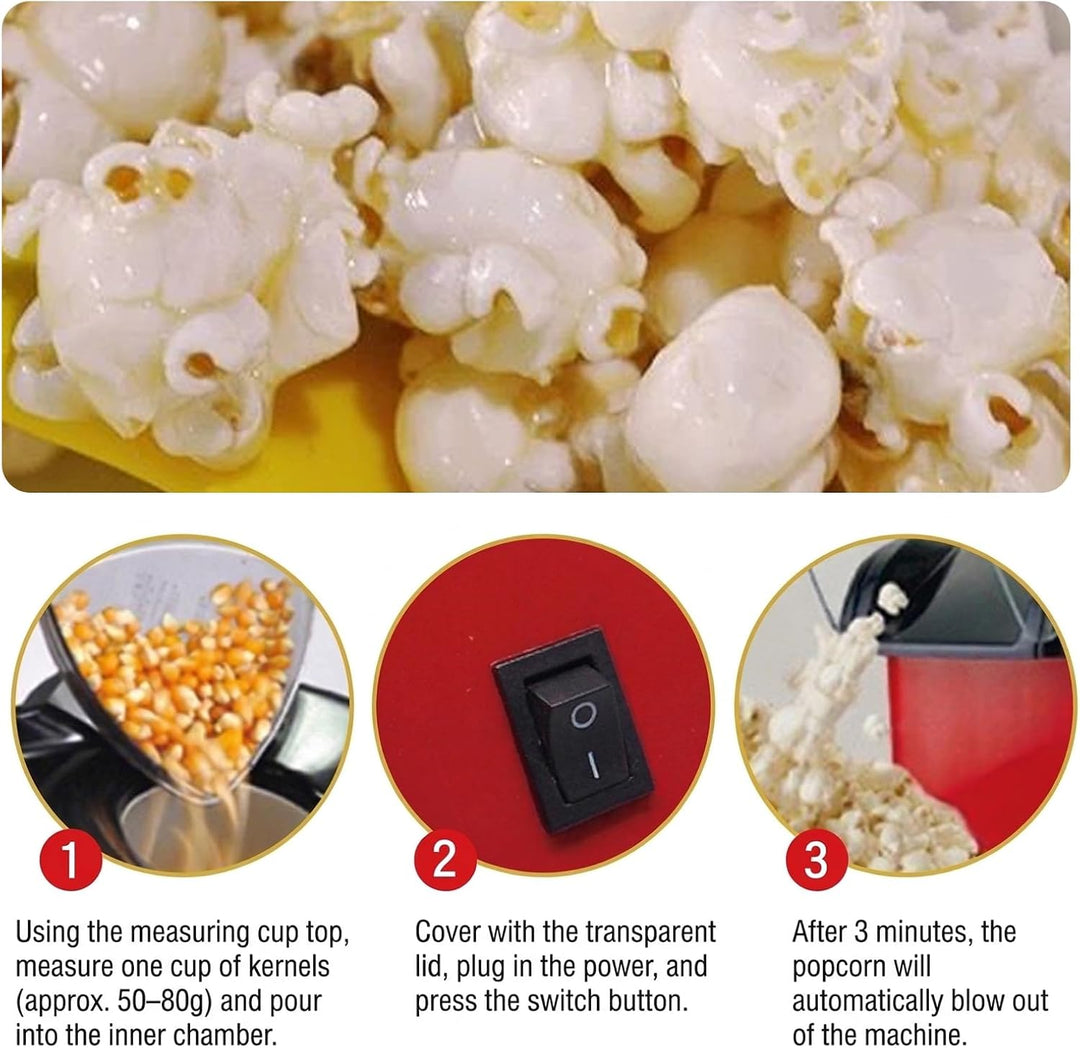 Heissluft Popcornmaschine, Heissluft Popcorn Maker, Ölfrei &amp; Fettfrei, Popcorn Maker Maschine, Gesun