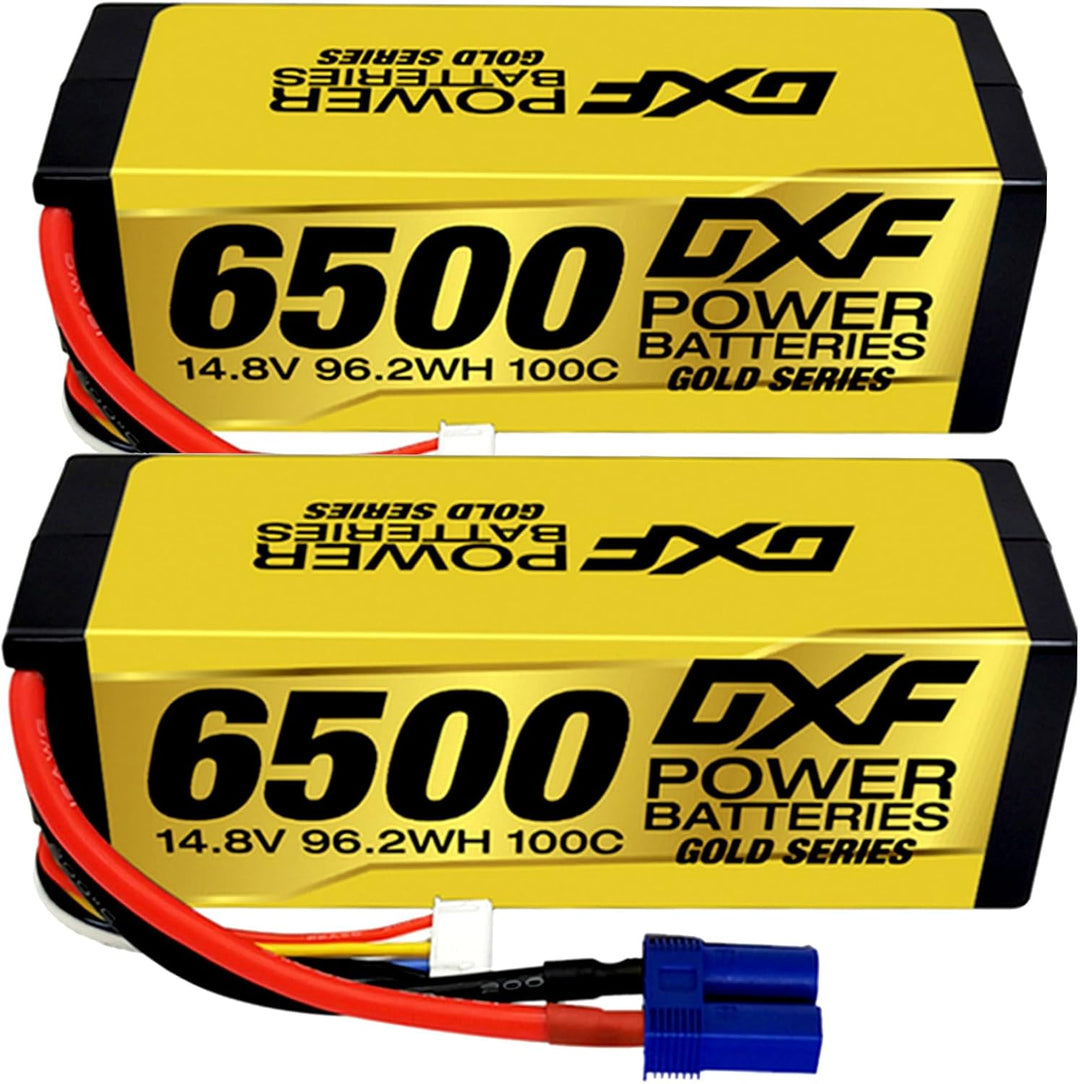 DXF 2 Stück 4S 14,8 V 6500 mAh 100C RC Lipo Akku Hard Case EC5 Anschluss für RC 1/8 Buggy Truggy Car