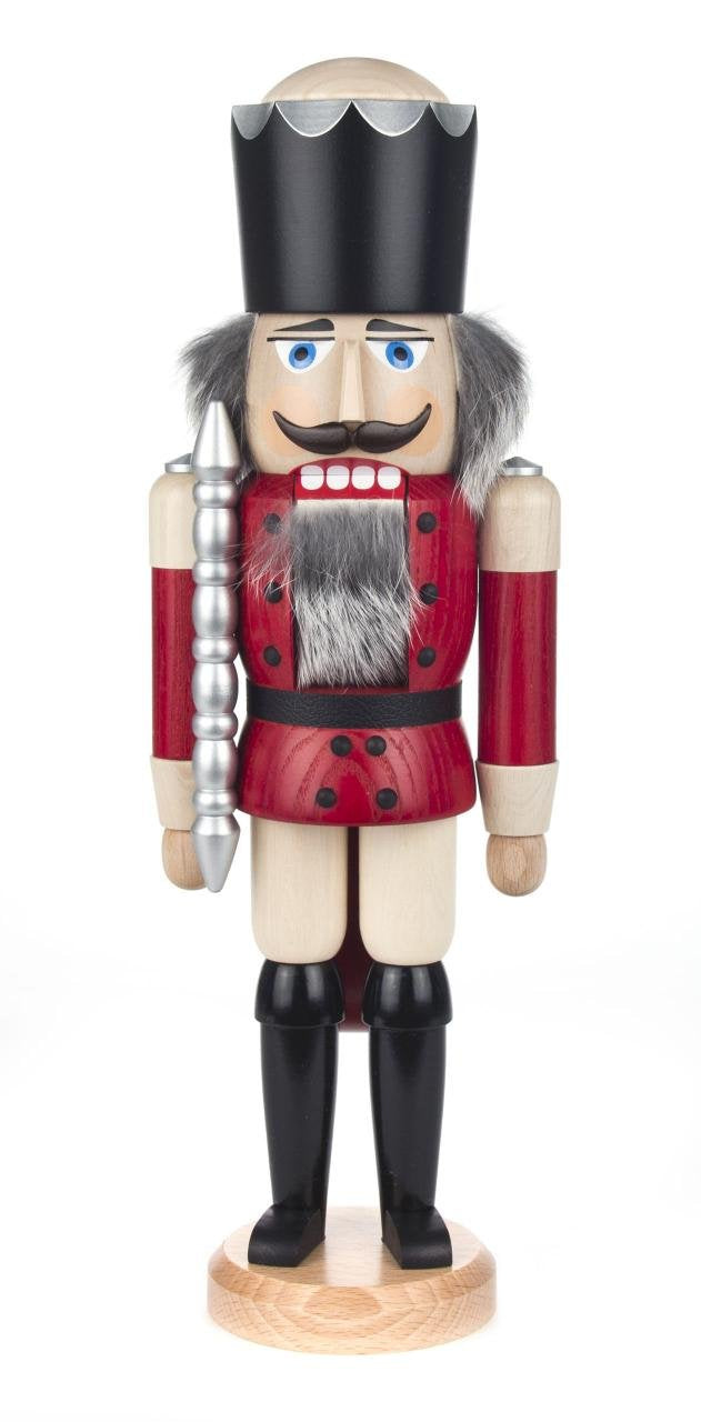 Seiffener Volkskunst König Nussknacker 39 cm (rot lasiert)