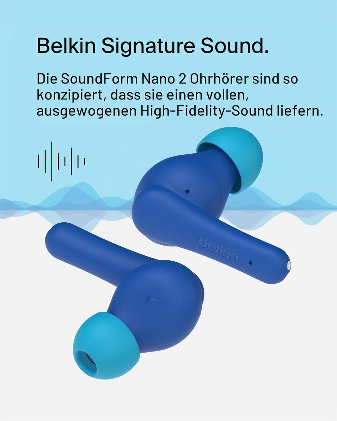 Belkin SoundForm Nano 2 Bluetooth In-Ear Kinderkopfhörer mit integriertem Mikrofon, 28 Std. Akkulauf