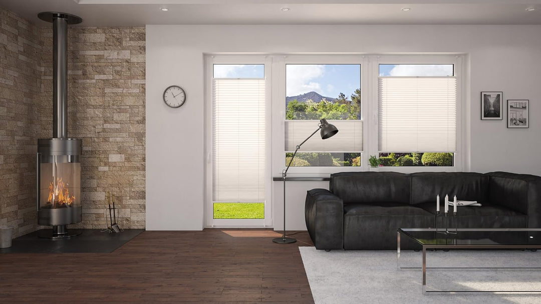 DécoProfi Plissee ohne Bohren Grau 50cm x 220cm (max. Gesamthöhe Fensterflügel) I Verspannte Plissee