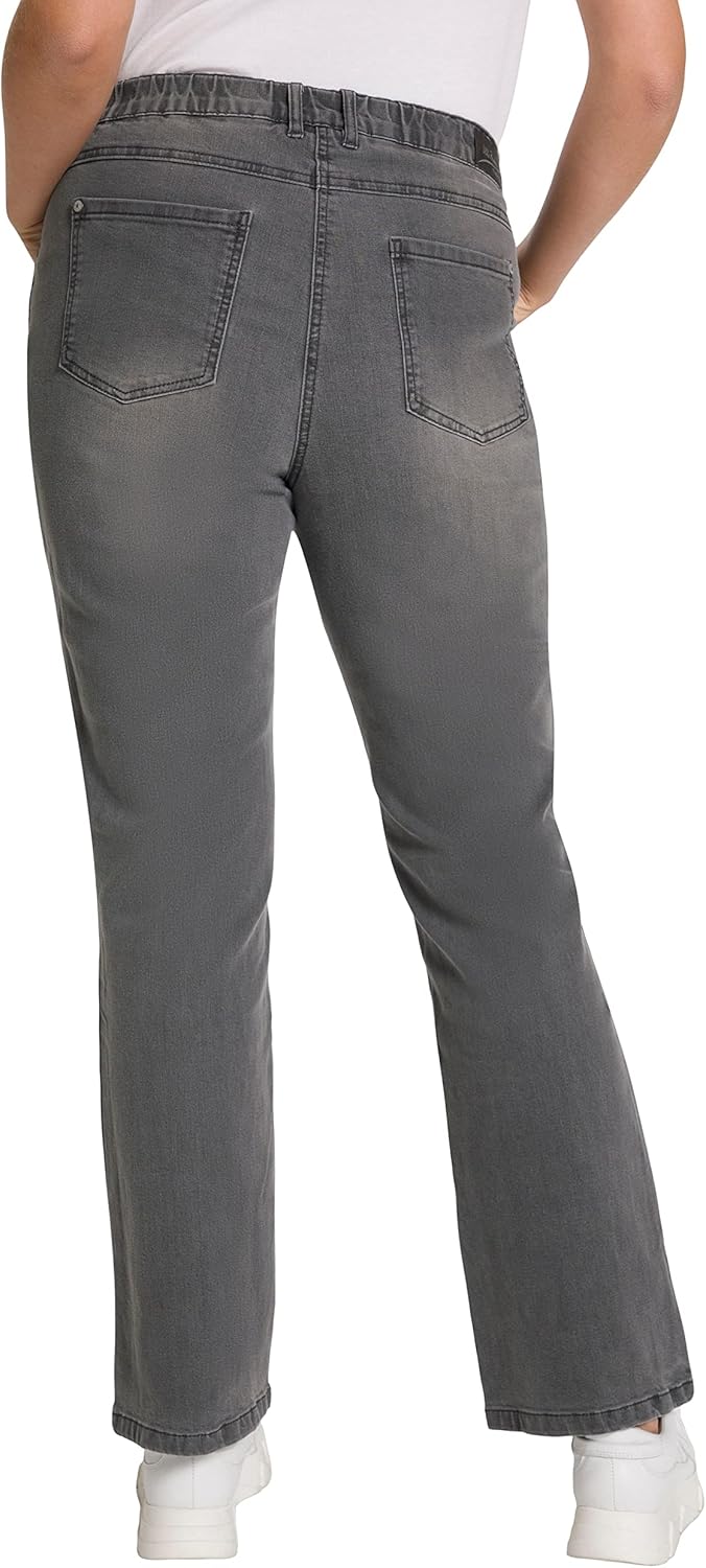 Ulla Popken Damen Bootcut Jeans 40W / 32L Hellgrau Denim, 40W / 32L Hellgrau Denim