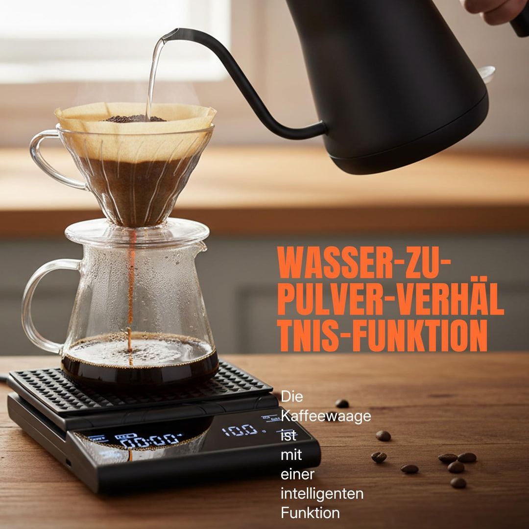 Wigearss Kaffeewaage mit Timer 5kg/0.1g, Espresso Waage Hochpräzise für Espresso und Pour-Over