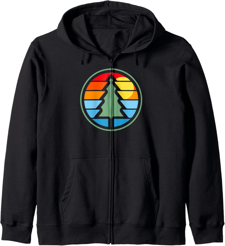 Vintage Eighties Retro Lone Pine Tree Graphic Art Kapuzenjacke