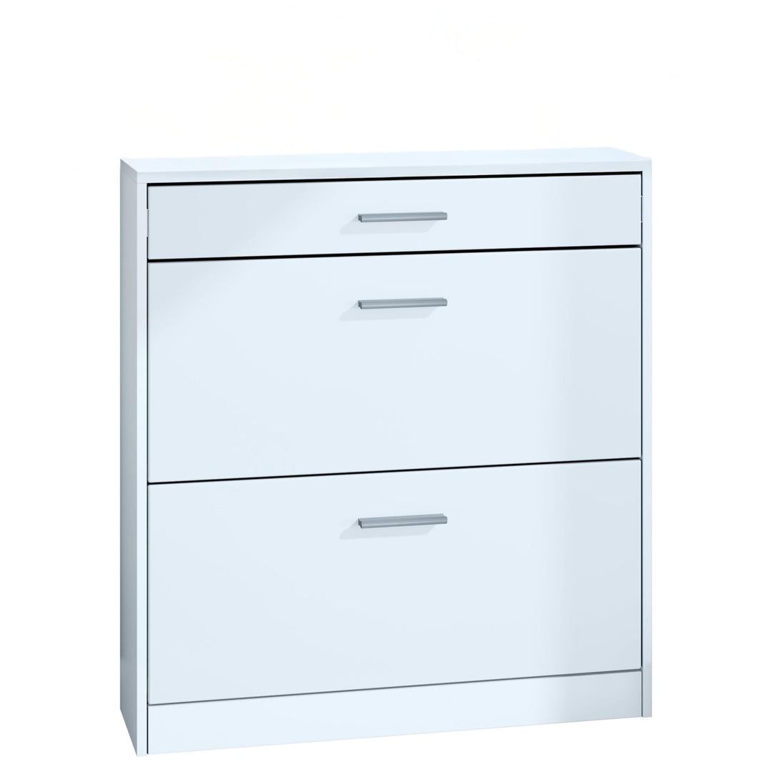 Schuhschrank Roma Schmal mit 2 Klappen und 1 Schublade, Platzsparender Schuhkipper Flurschrank für D