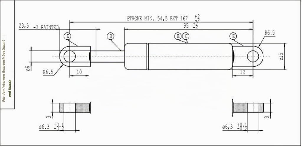 Stabilus Lift-O-Mat Gasfeder, schwarz