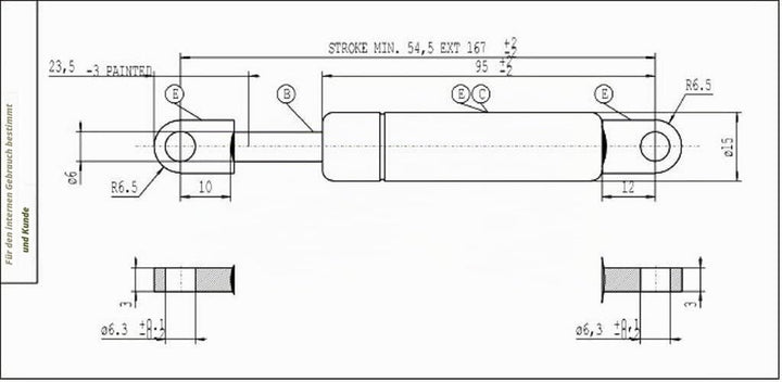 Stabilus Lift-O-Mat Gasfeder, schwarz