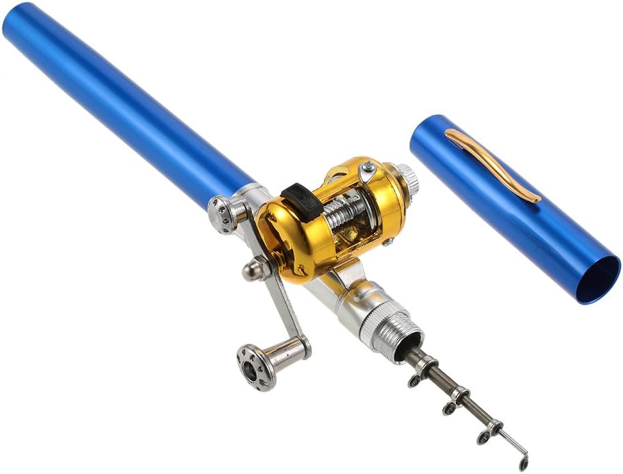 Lixada Mini Angel Reel Combo Kit, Pen Angelrute + Fishing Wheel + Angelschnur + Weiche Köder + Hooks