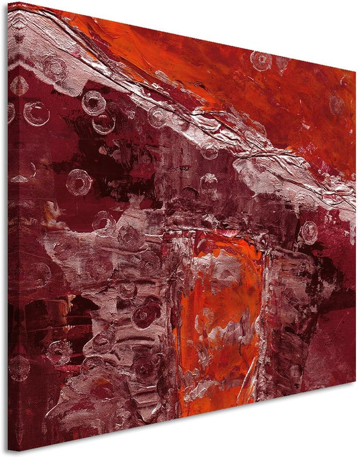 Paul Sinus Art 80x60cm Fotoleinwand Leinwanddruck Kunstdruck Wandbild rot weinrot weiss gemalt Grung