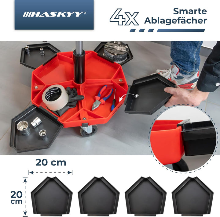 HASKYY Werkstatthocker Arbeitshocker Praxishocker 43-58cm - Bis 150kg belastbar - Gepolsterter Werks