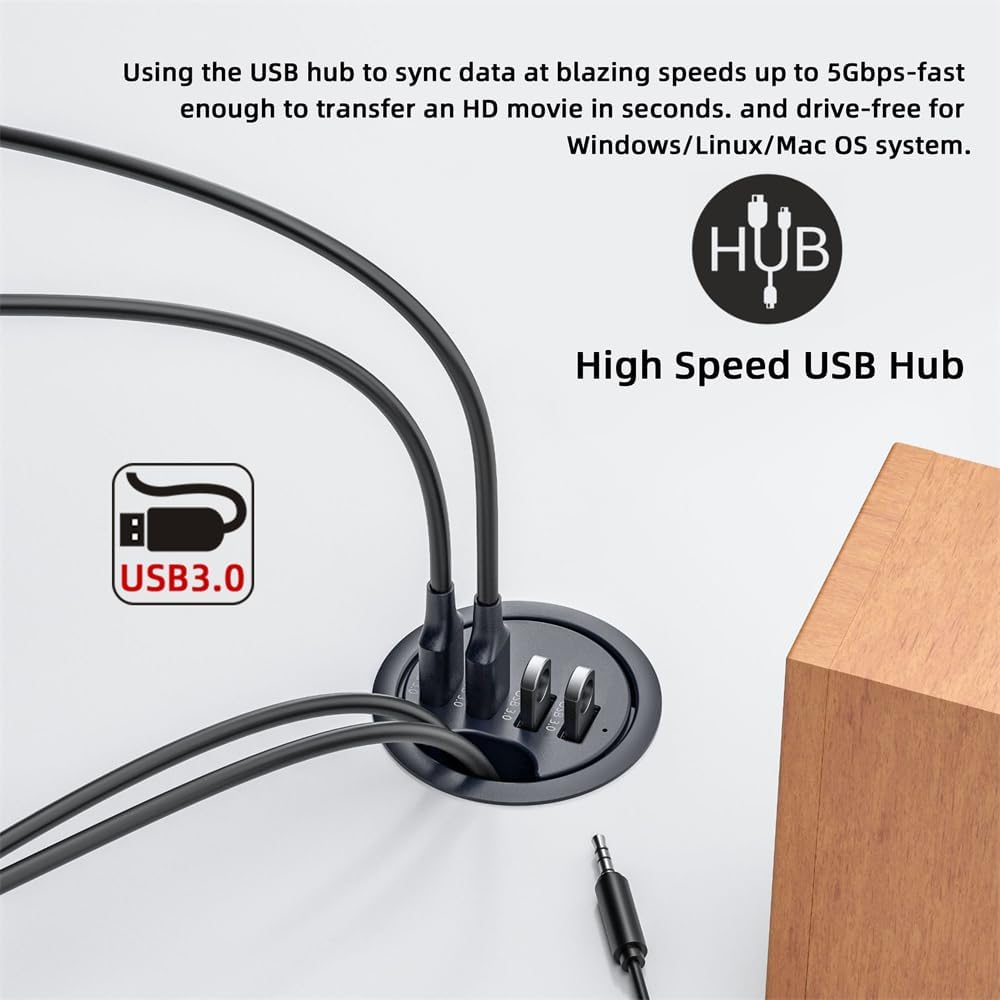 USB 3.0 Hub 4 Port USB 60 mm Tischtülle Splitter Dockstation Schnittstelle für Desktop PC Schreibtis