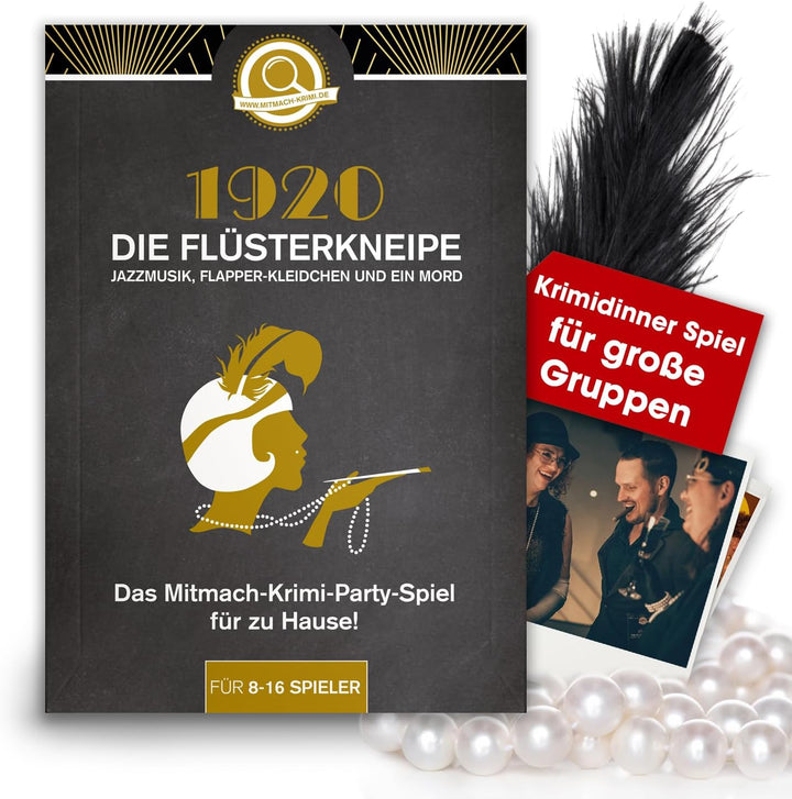 Krimidinner Partyspiel: 1920 Die Flüsterkneipe – Jazzmusik, Flapper-Kleidchen und EIN Mord (für 8-16